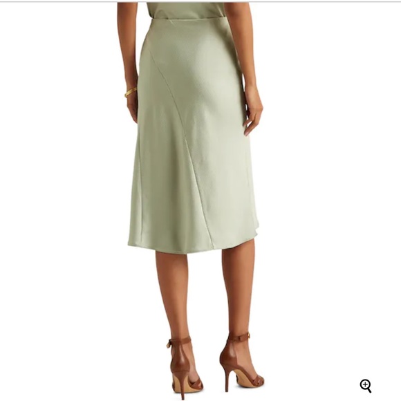 LAUREN RALPH LAUREN HERIKAN SATIN MIDI SKIRT. - Picture 4 of 14